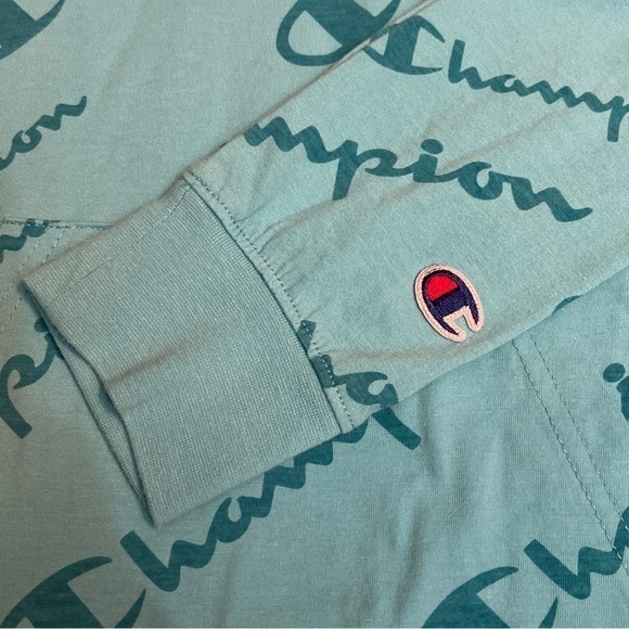 NWOT Champion Logo‎ Hoodie Jersey Knit Long Sleeve Tee Big Kids Unisex M - Picture 4 of 11